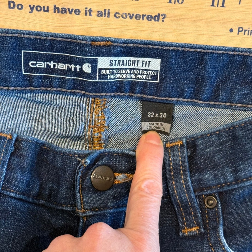 Carhartt Force Straight Fit Jeans Men's 32x34 Dark Wash Low Rise BD4945-M - Picture 3 of 13